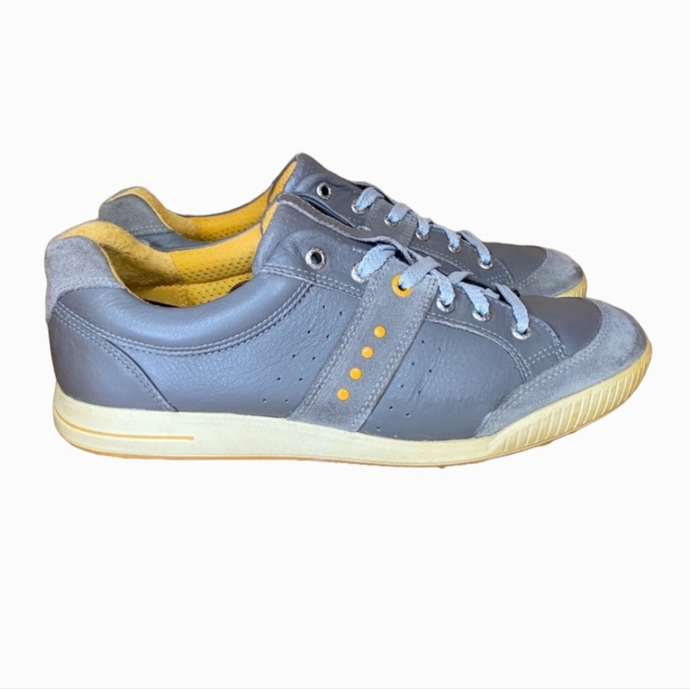 ECCO Gray Leather w/ Orange Trim Spikeless Golf Shoes Men's Size 42/9